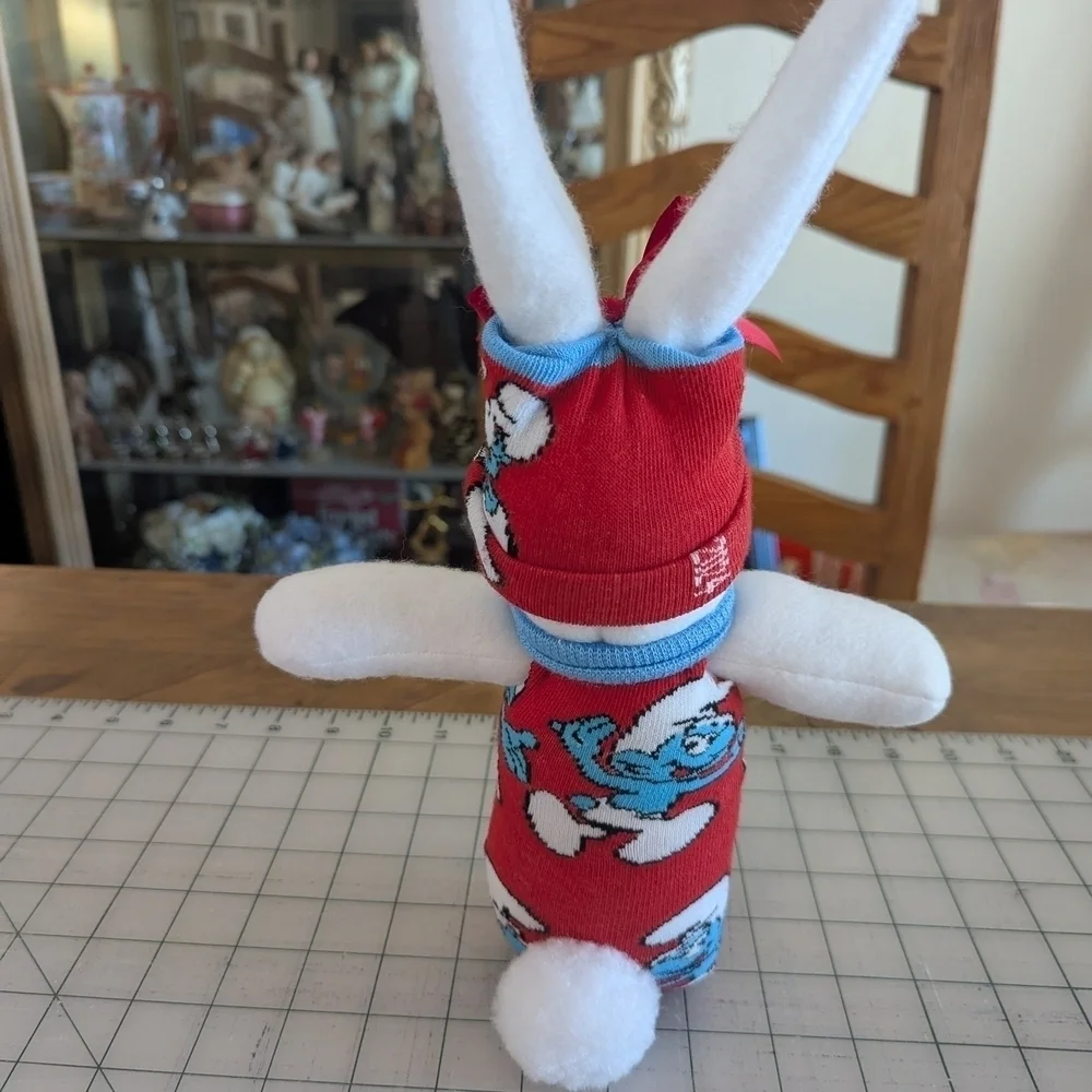Red and Blue Smurf Bunny Plush